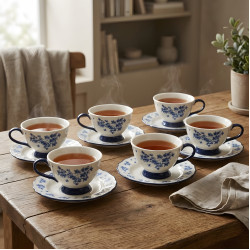 Tea Cup and Saucer Set - 6 Pcs